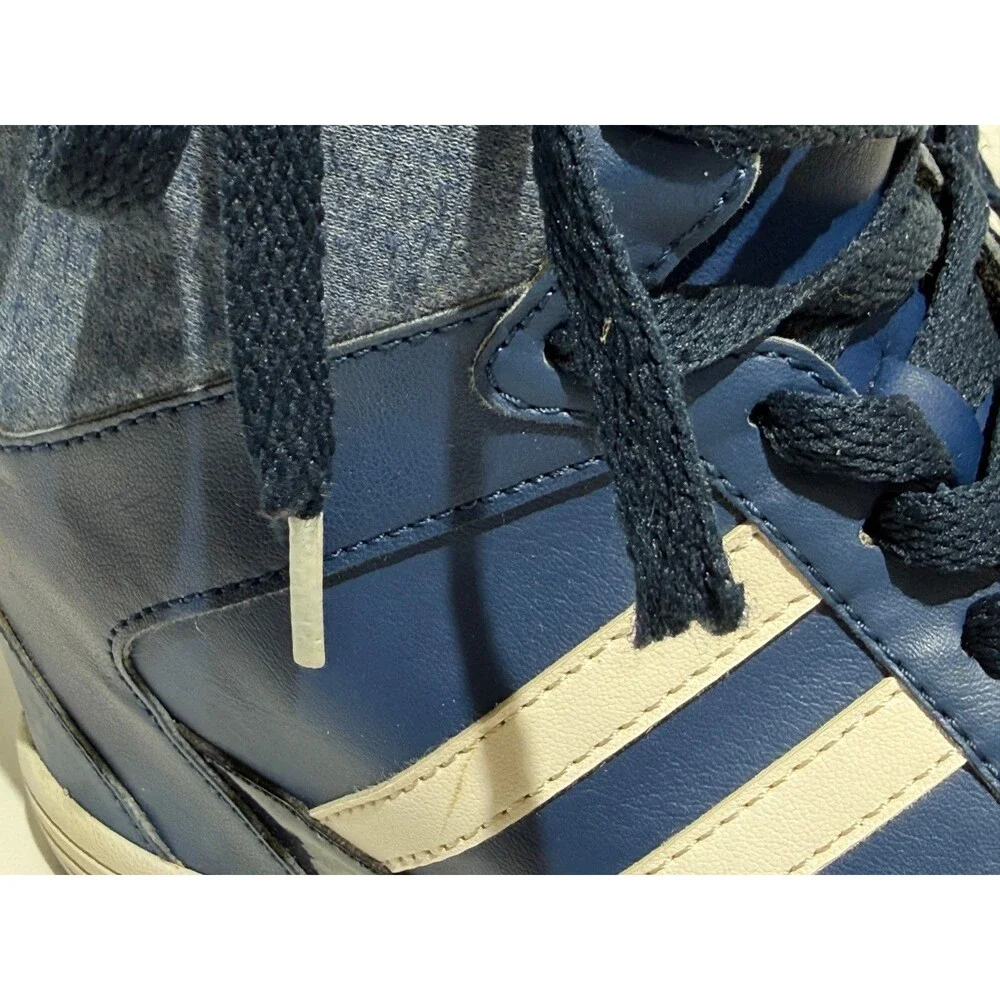 Adidas Neo Super High Wedge Trainers Womens US 8 Navy Blue White Shoes READ